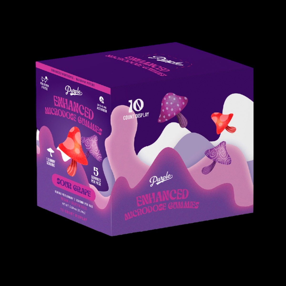 Purple Mushroom Enhanced Microdose Gummies Sour Grape