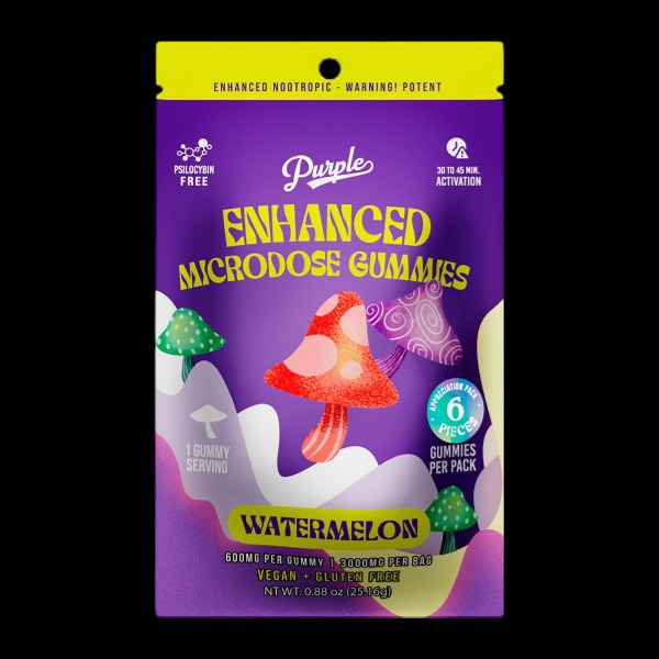 Purple Mushroom Enhanced Microdose Gummies | Watermelon